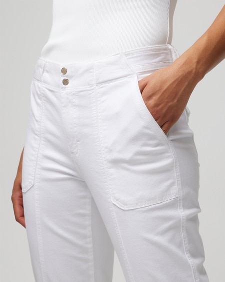 Shop White House Black Market Mid-rise Casual Utility Capri Pants In White