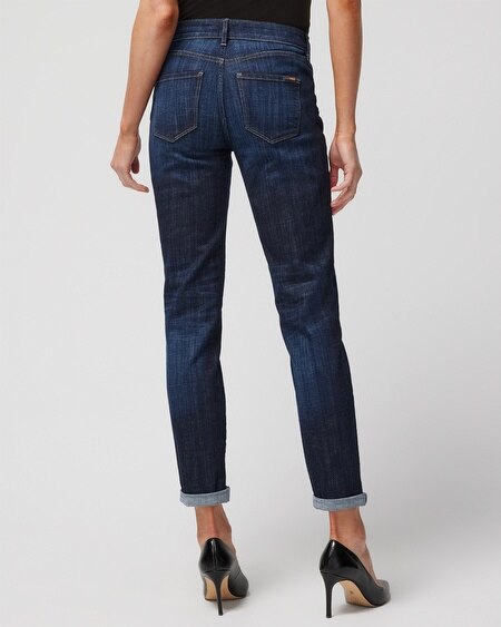 Shop White House Black Market Mid-rise Everyday Soft Girlfriend Jeans In Dark Wash Denim