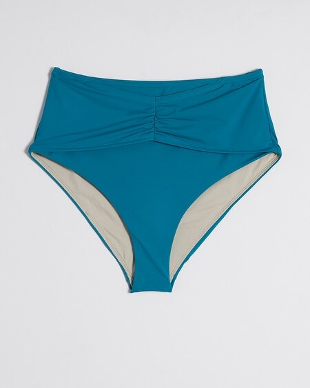 Shop White House Black Market High-waist Wrap Bikini Bottom In Blue Teal