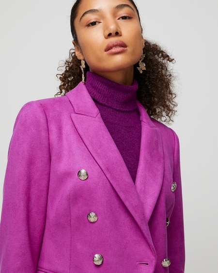 Shop White House Black Market Ultra Suede Studio Blazer In Magenta Purple