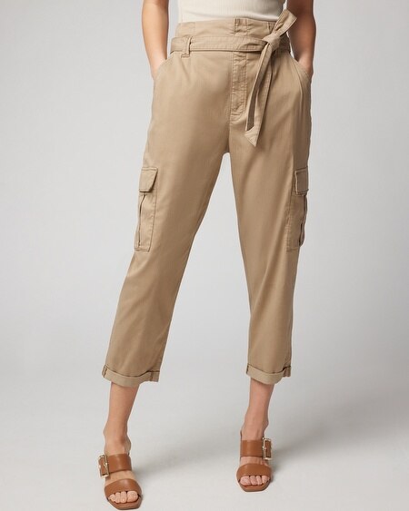 Shop White House Black Market Extra High-rise Relaxed Tapered Ankle Pant In Khaki