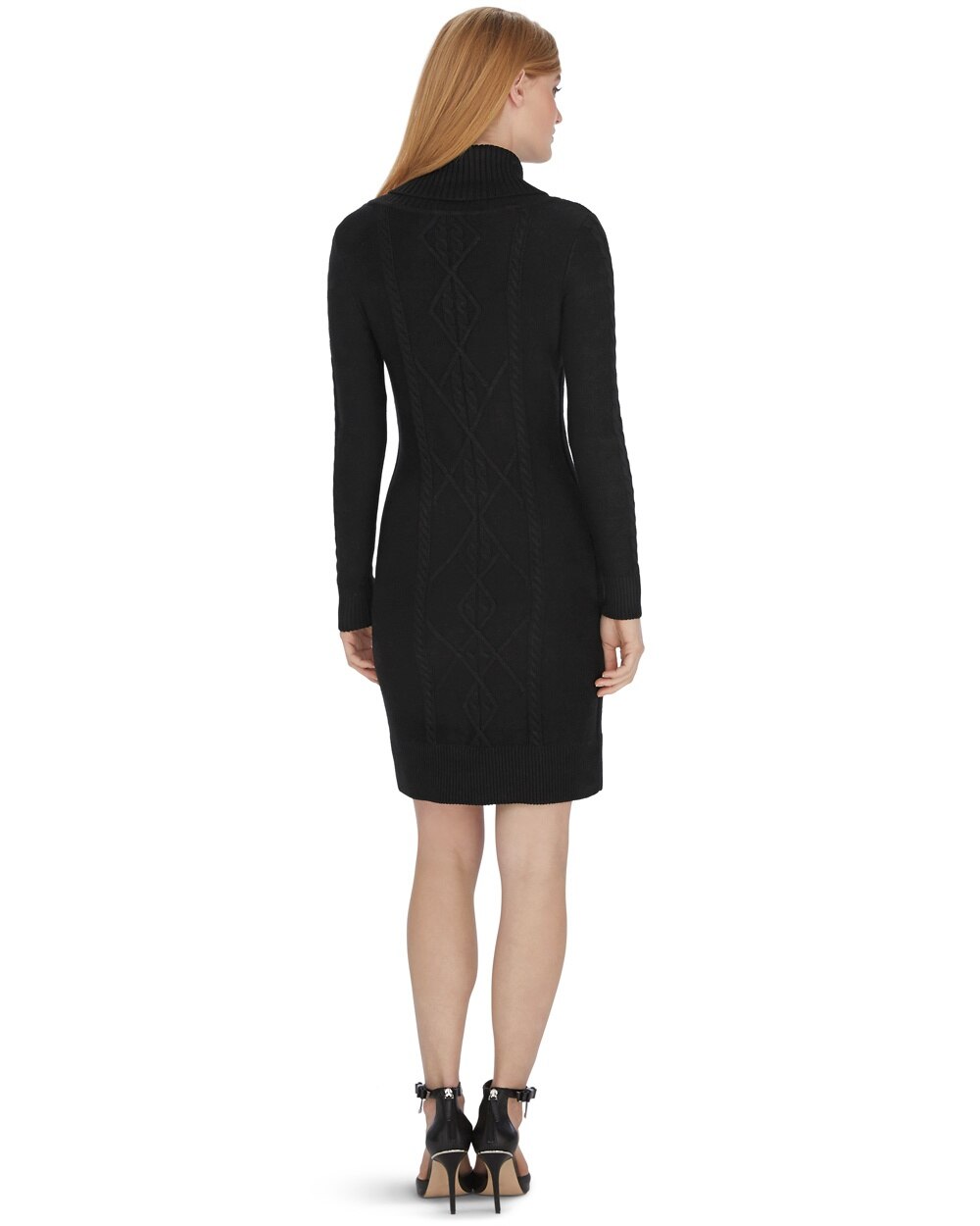 Long Sleeve Cowl Neck Cable Sweater Dress - White House Black Market