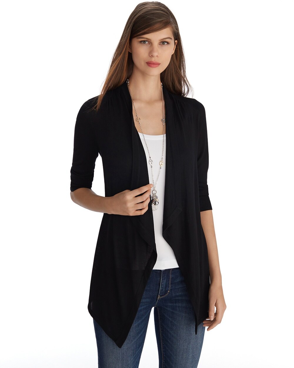 3/4 Sleeve Black Coverup - Shop Tops For Women - White Blouses, Black ...
