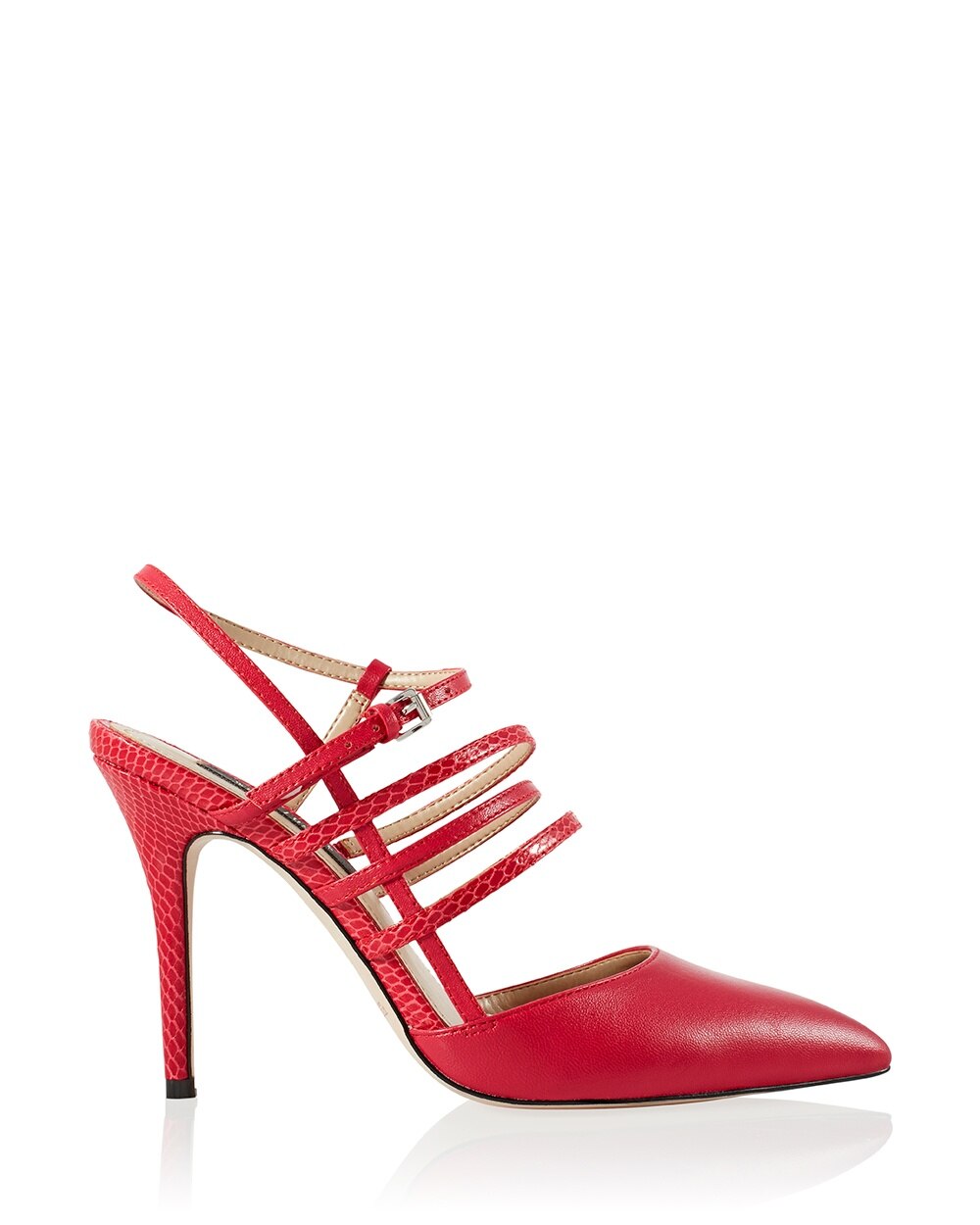 Pointed Toe Strappy Red Heels - White House Black Market