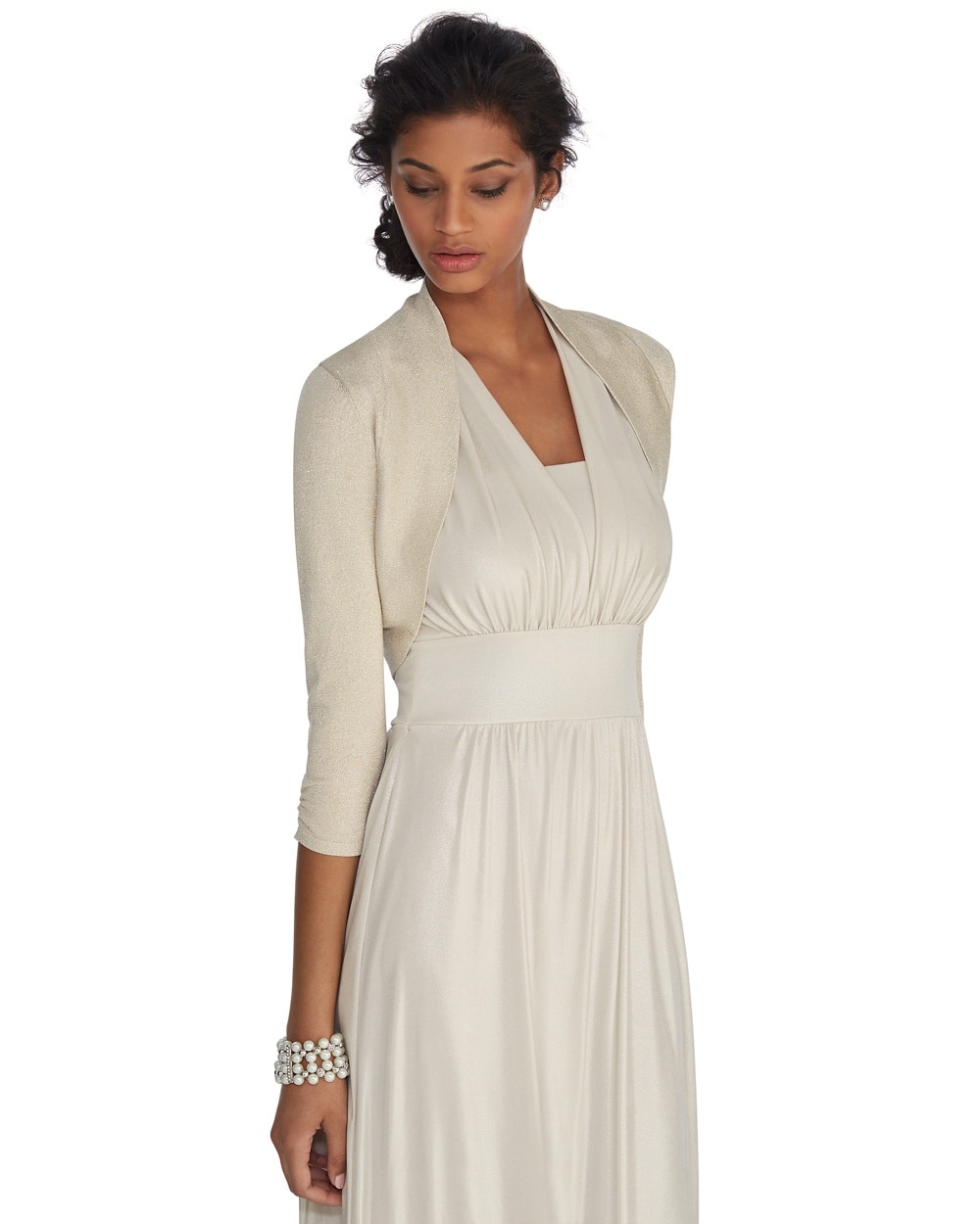 3/4 Sleeve Shirred Shrug - Shop Bridesmaid Dresses, Shoes & Accessories ...