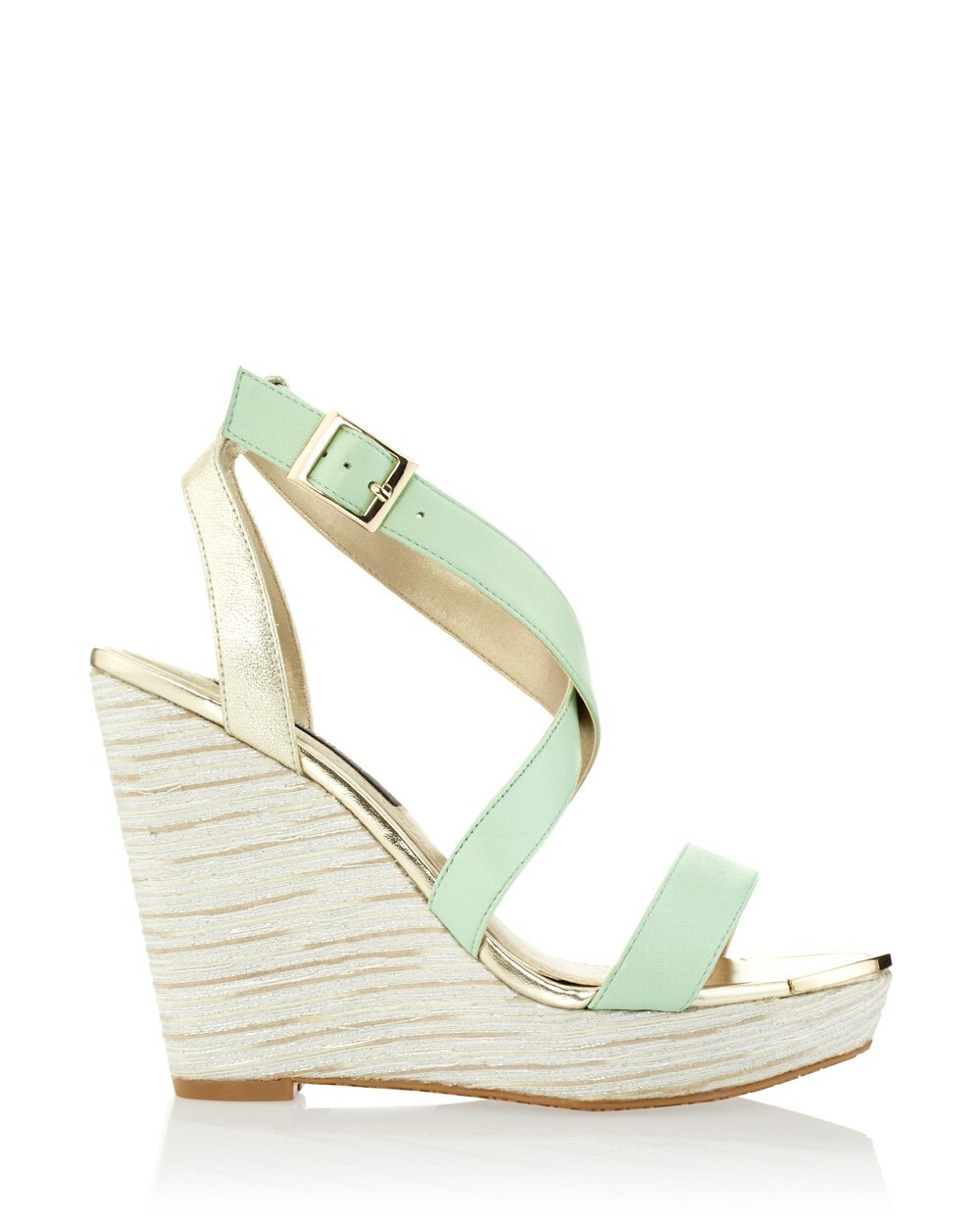 white and gold wedges