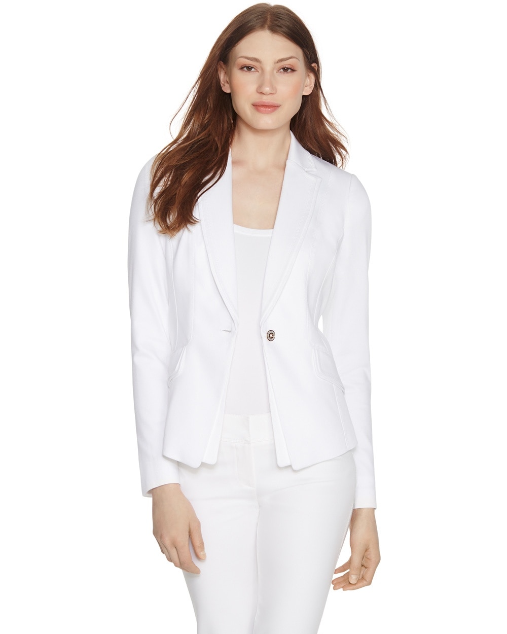Long Sleeve White Cutaway Blazer video preview image, click to start video
