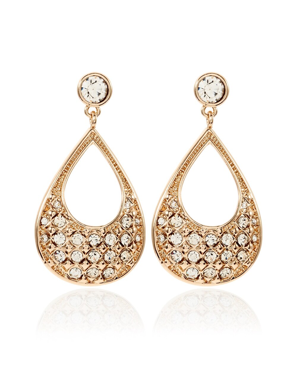 Golden Crystal Pave Teardrop Earrings - White House Black Market