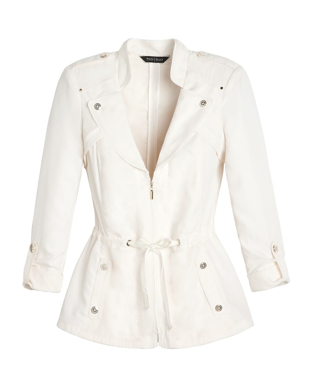 3/4 Sleeve Cream Shirt Jacket - Shop Dress Jackets & Blazers For Women ...