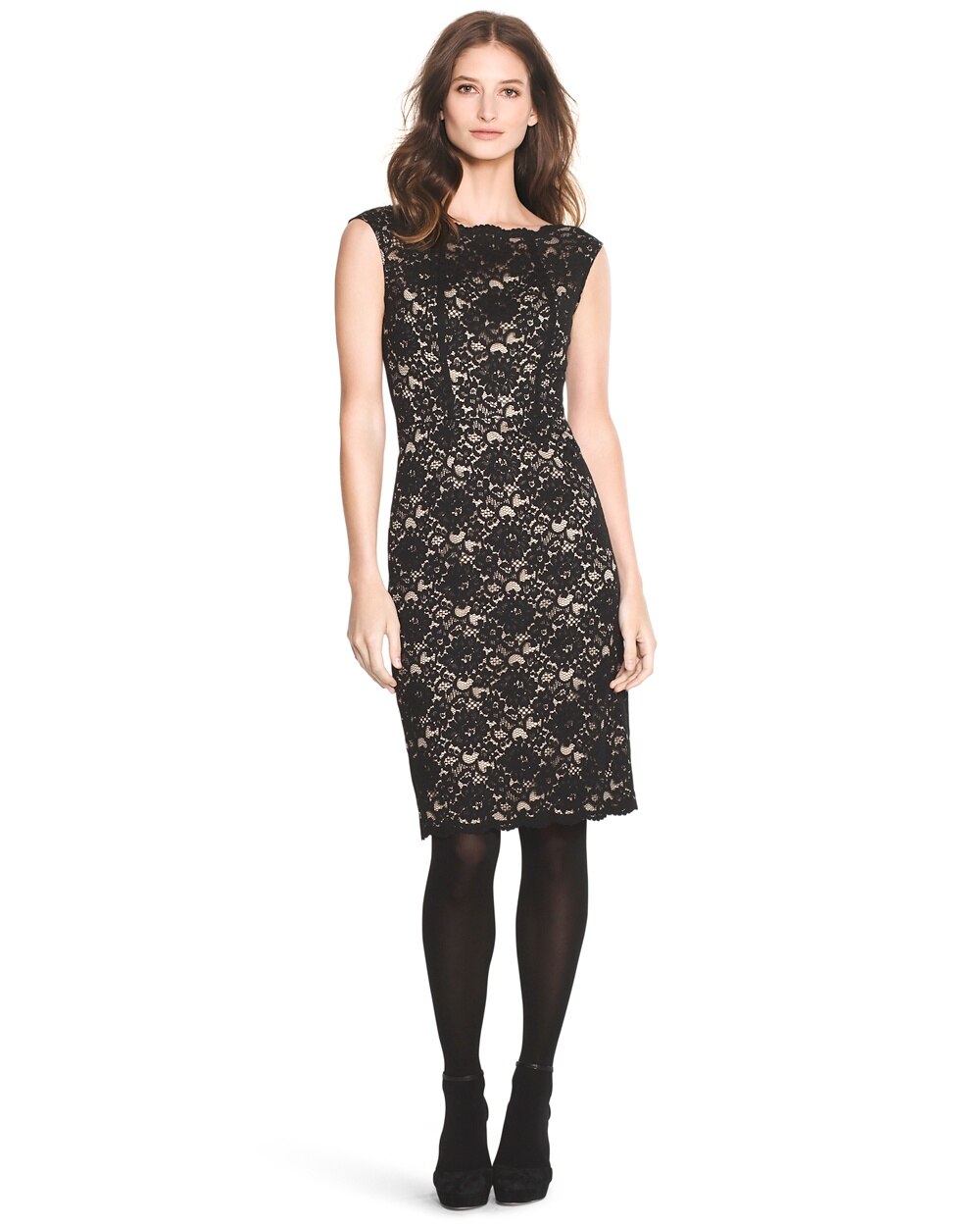 Lace Overlay Sheath Dress - White House Black Market