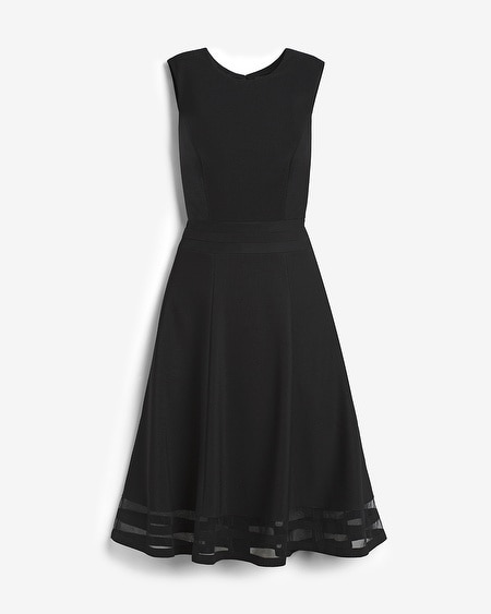 Mesh Inset Fit-and-Flare Dress - White House Black Market