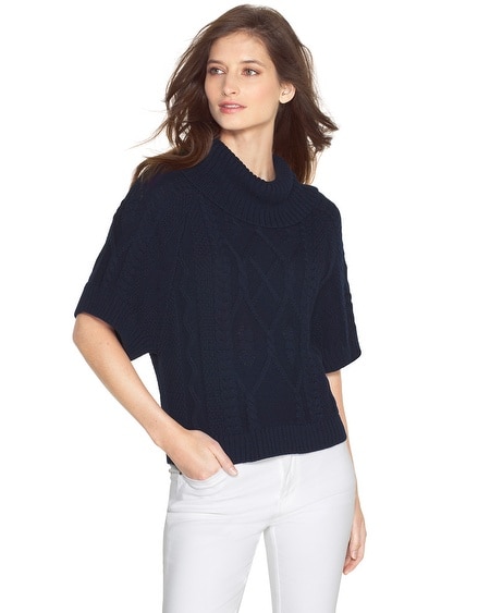 Short Sleeve Cowl Neck Sweater - White House Black Market