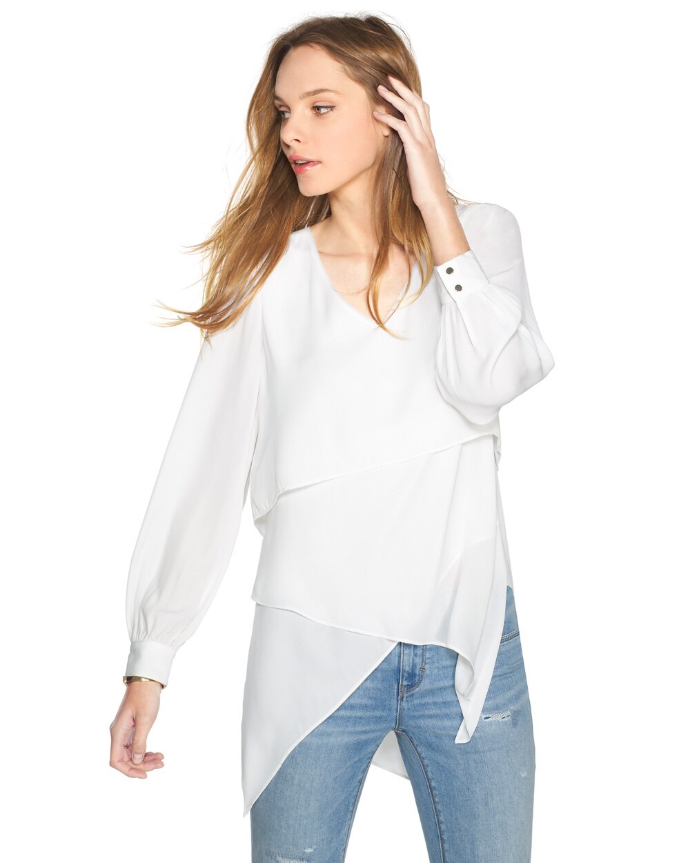 Petal-Back Tiered Tunic - Shop New Arrivals on Women's Tops - White ...