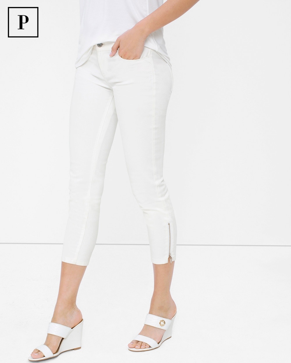Petite White Skinny Crop Jeans - White 