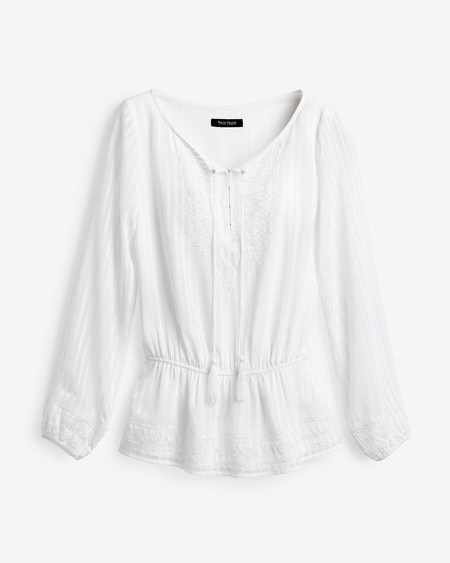 Embroidered Peasant Blouse - White House Black Market