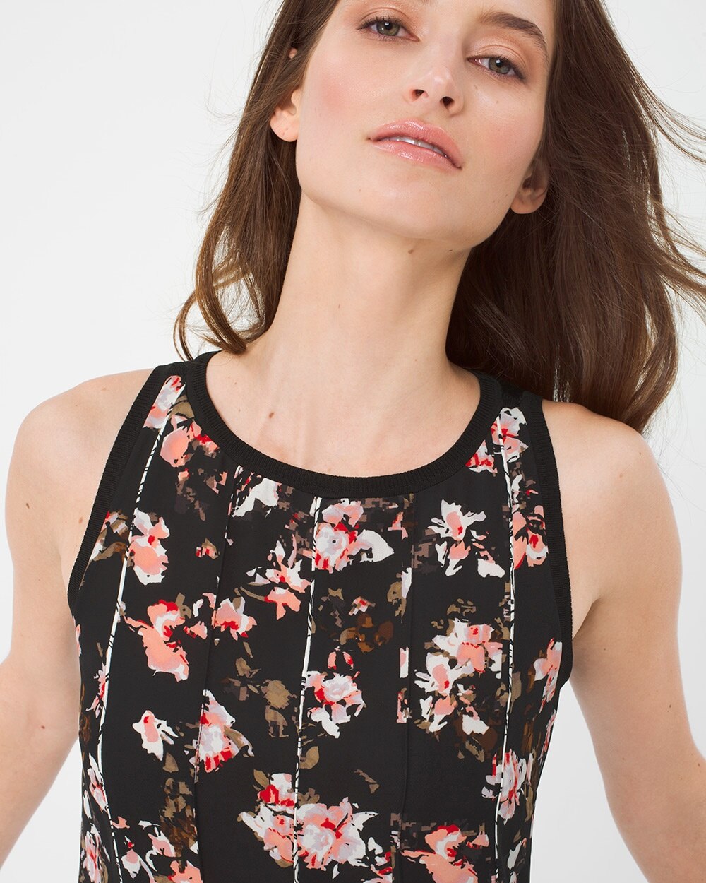 Floral Woven Inset Sweater Tank - White House Black Market