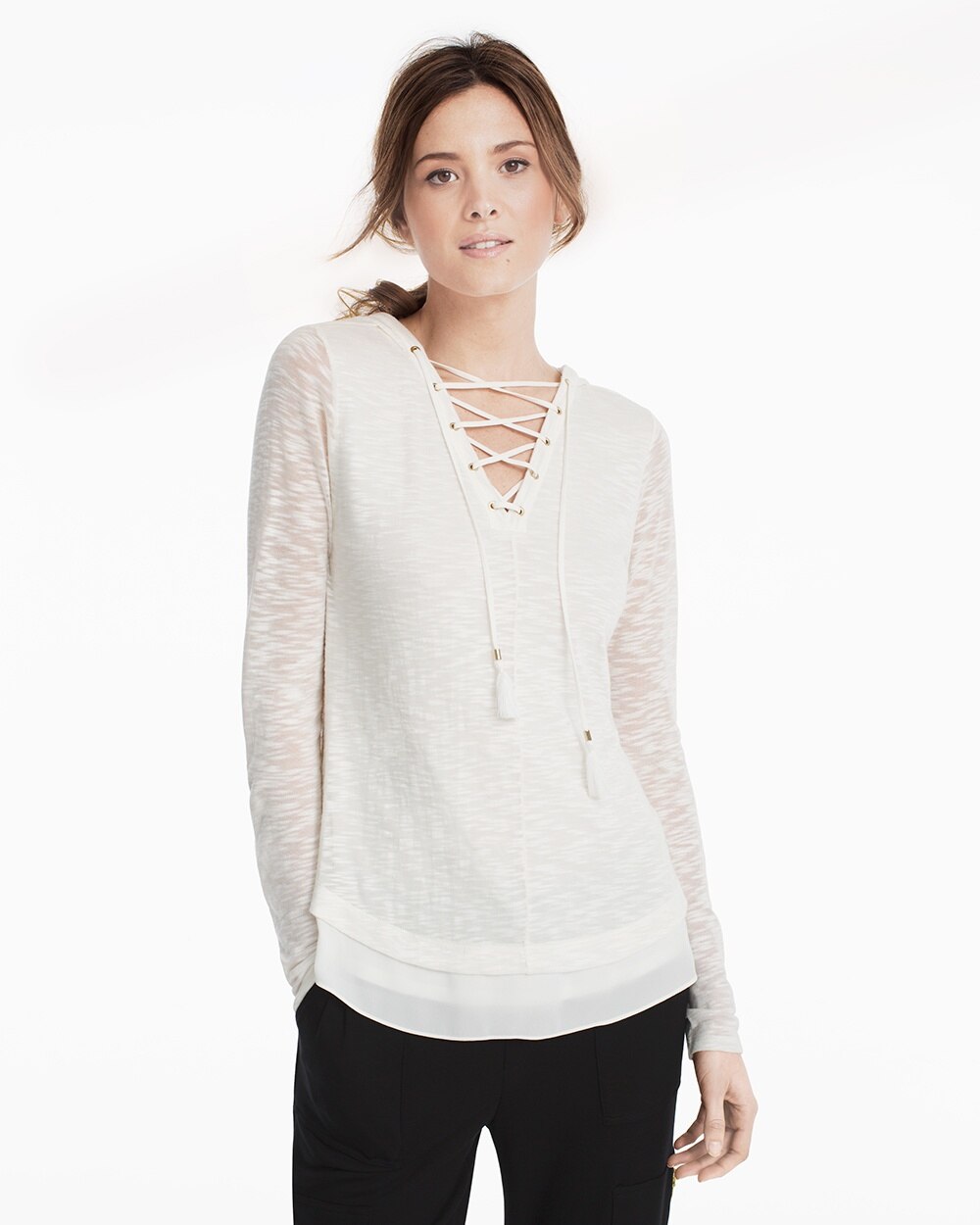Long-Sleeve Lace-Up Hoodie