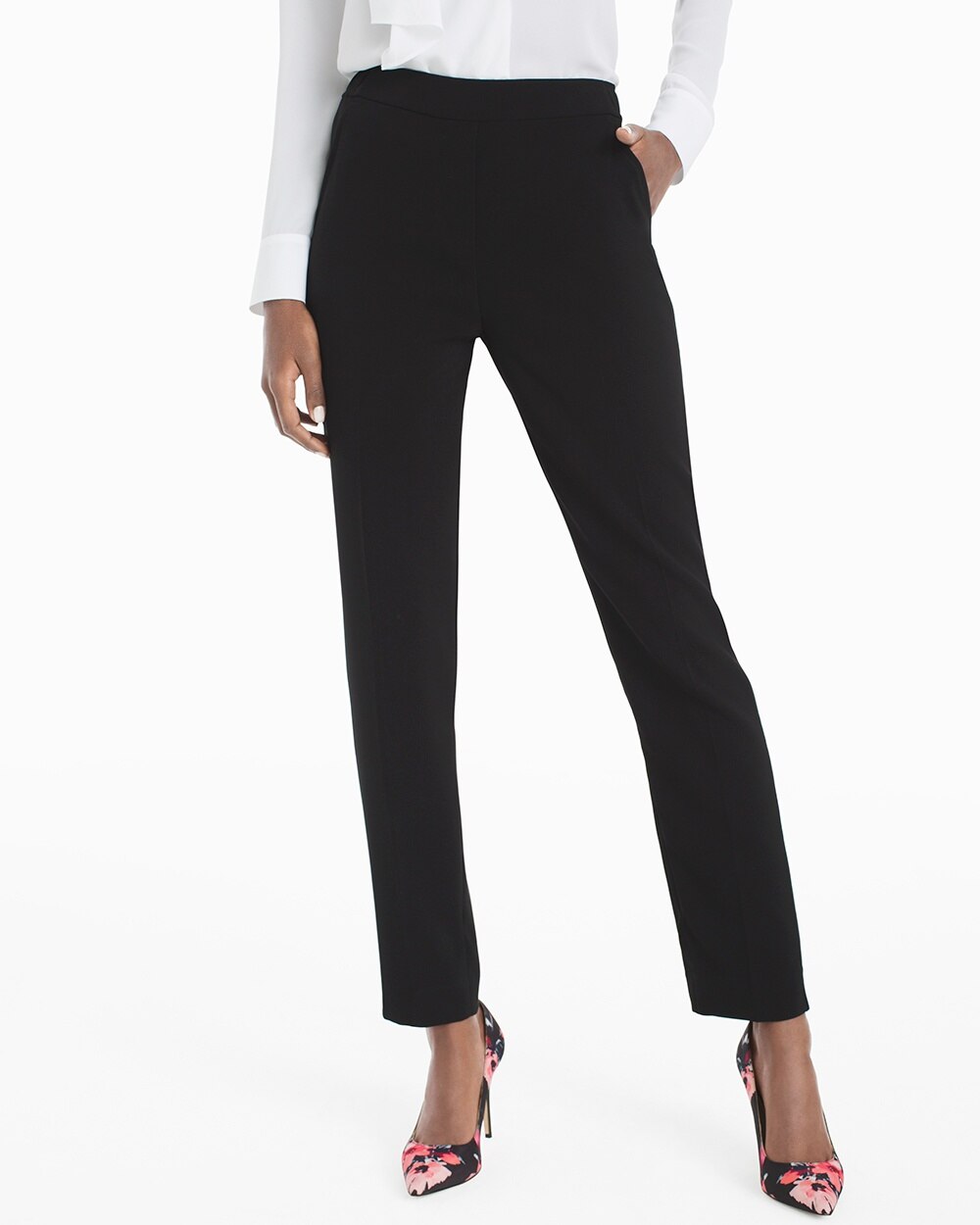 Crepe Relaxed Ankle Pants - White House 