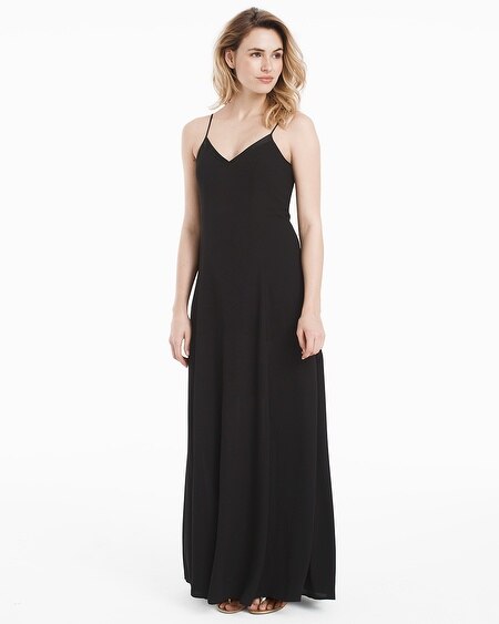 Black Lace-Up Maxi Slip Dress - White House Black Market
