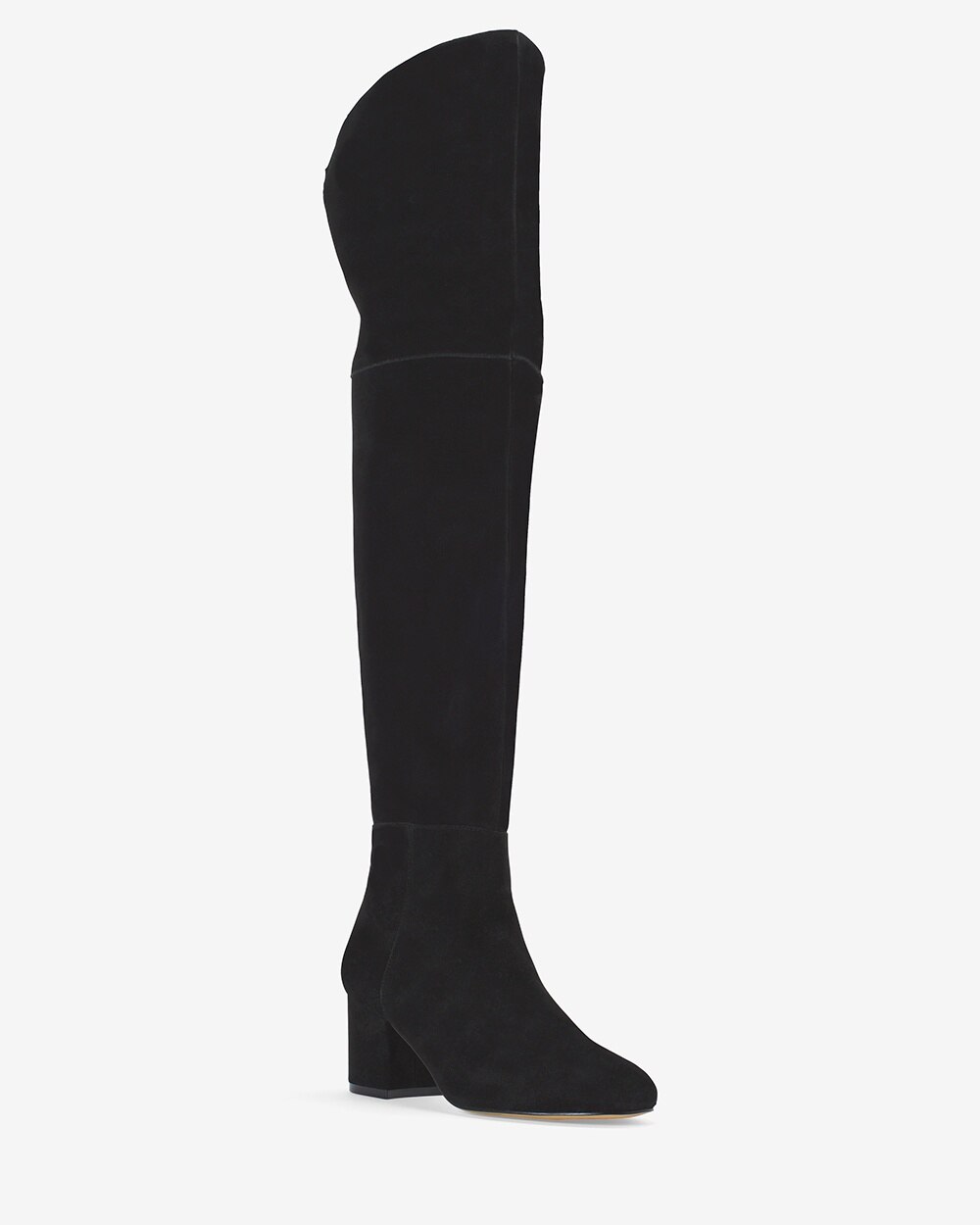 over the knee black suede boots with heel