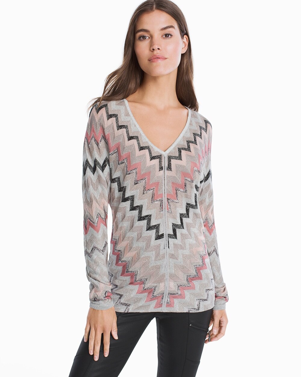 V-neck Chevron Pullover Sweater - White House Black Market