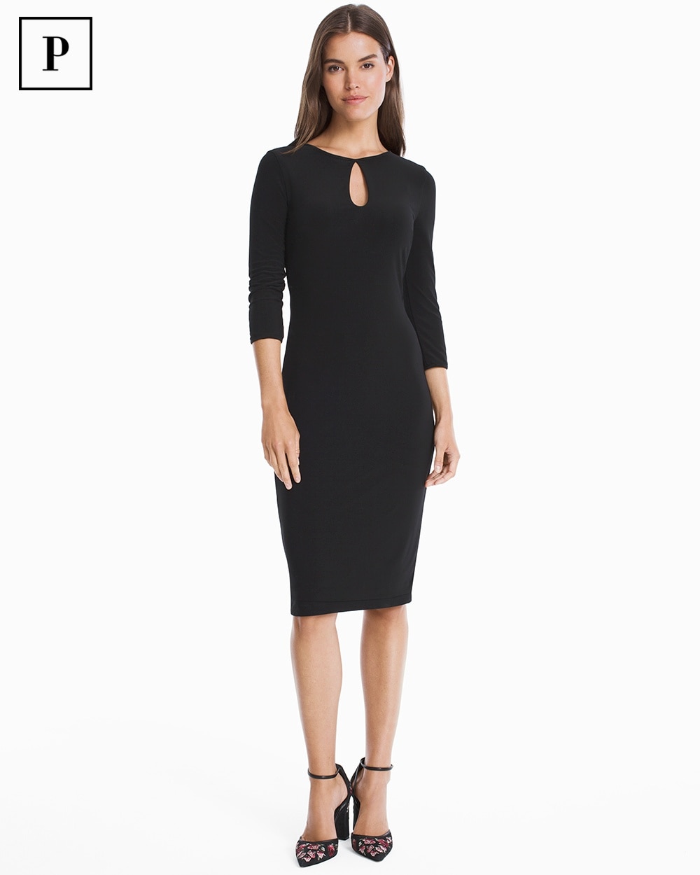 Petite Reversible 3/4-Sleeve Knit Sheath Dress - White House Black Market