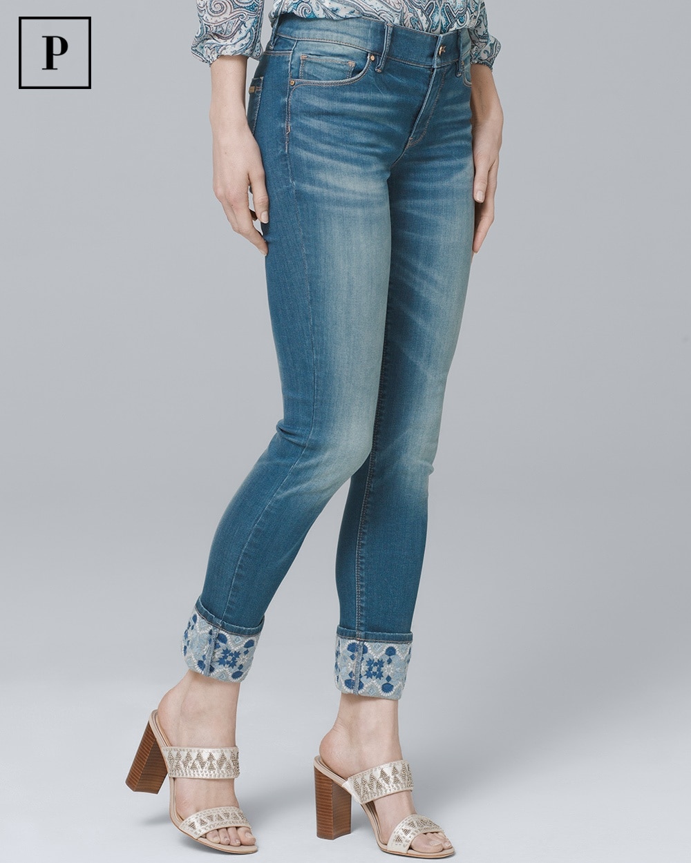 jeans with embroidered cuff