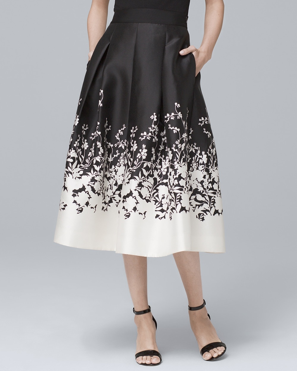 Floral-Print Satin Midi Skirt video preview image, click to start video