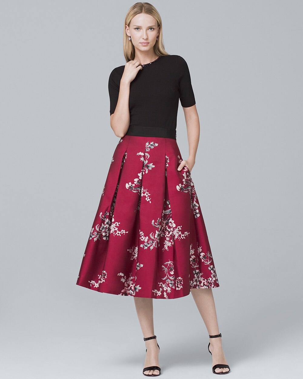 Floral Full Midi Skirt - White House Black Market