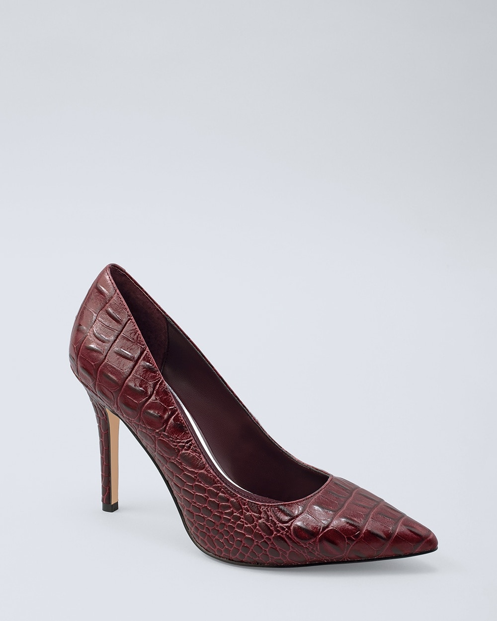 Olivia Croc-Embossed Leather Heels 