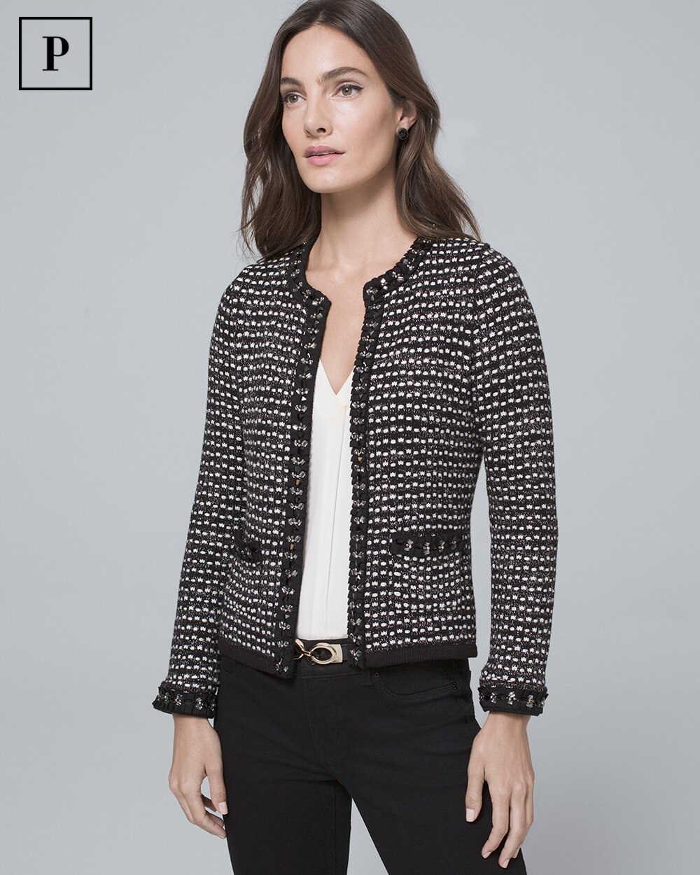 Petite Embellished Sweater Jacket - White House Black Market