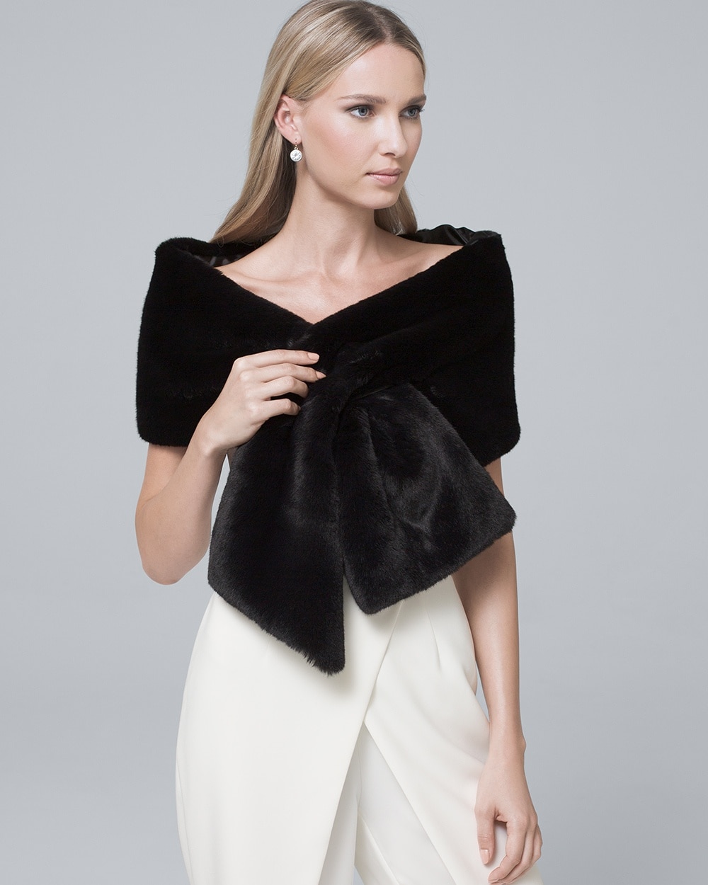 black and white fur shawl