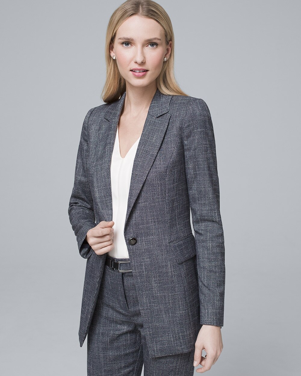 Textured Long-Line Suiting Jacket