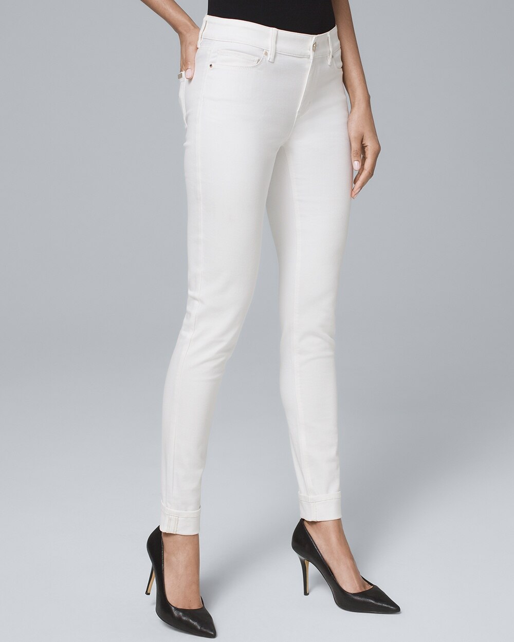 low rise white jeans