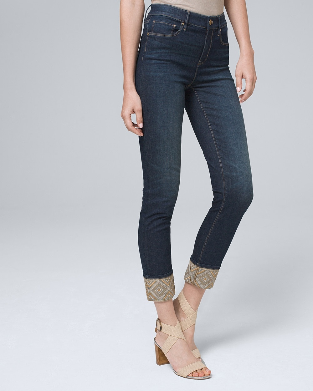 jeans with embroidered cuff