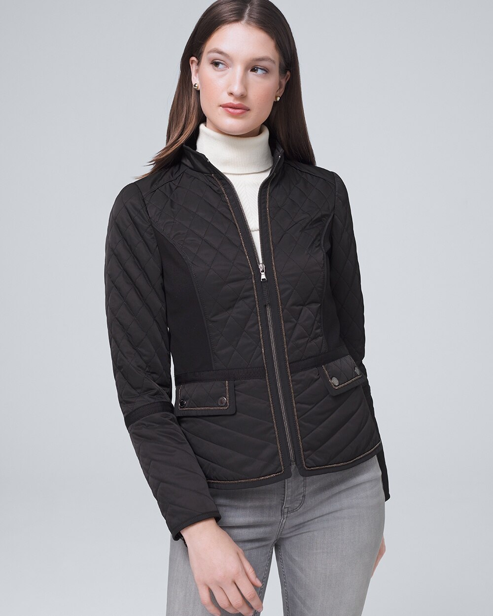Black Puffer Jacket with Removable Faux Fur Collar - White House Black ...