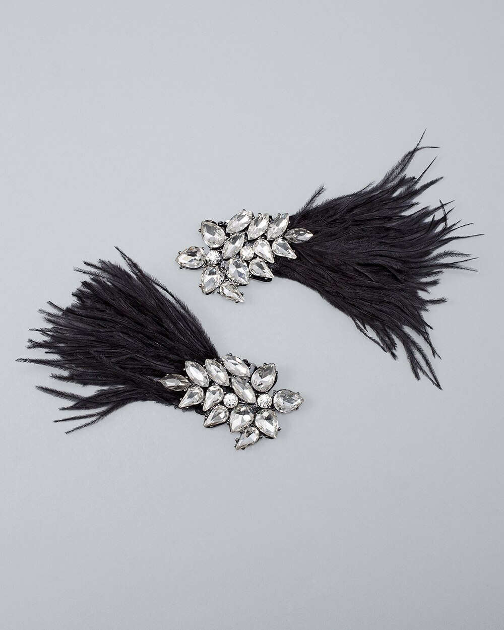 Bejeweled Feather Shoe Clips