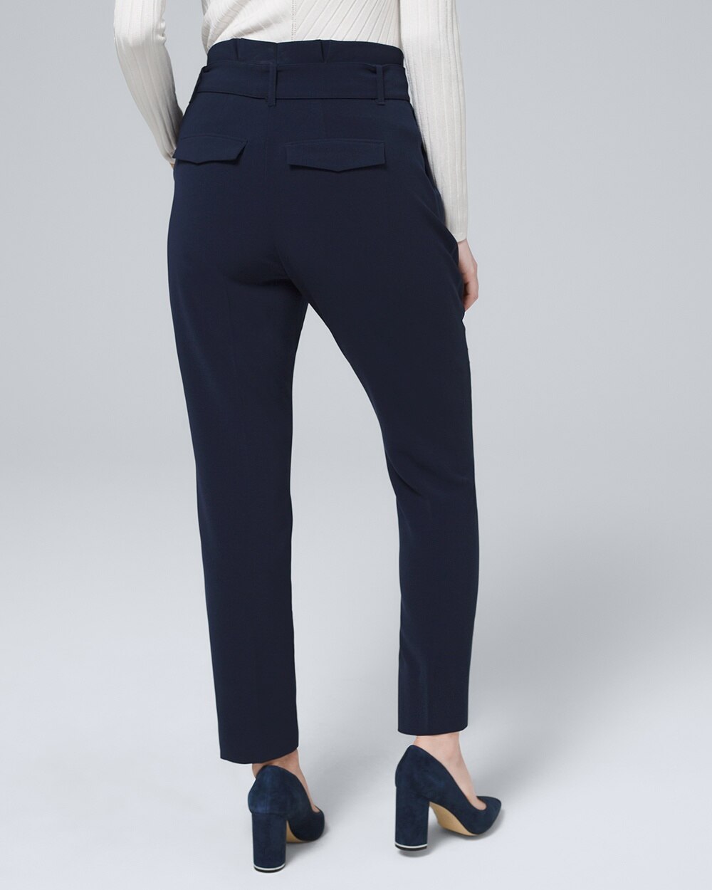 Curvy-Fit Belted Tapered Ankle Pants - White House Black Market