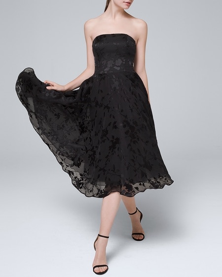 Silk-Blend Jacquard Strapless Dress - White House Black Market