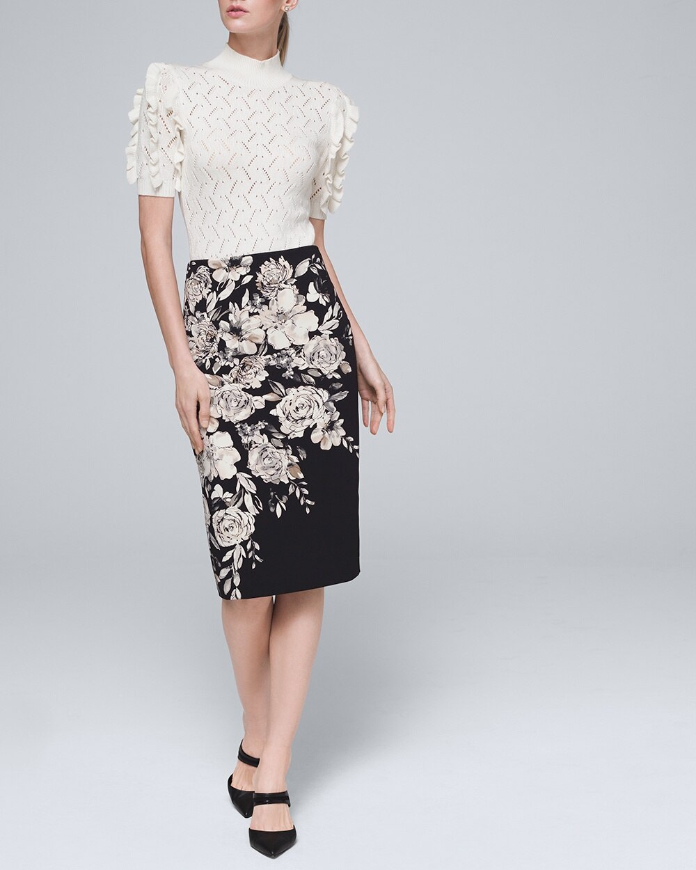 Floral-Print Pencil Skirt - White House Black Market