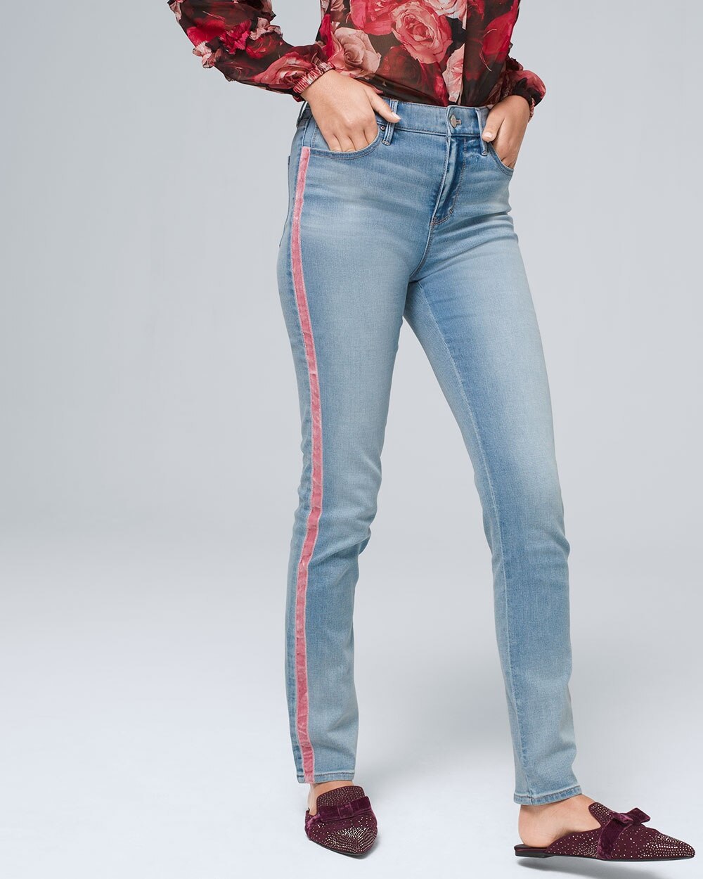 High-Rise Everyday Soft Denim\u2122 Slim Ankle Jeans With Piping Detail