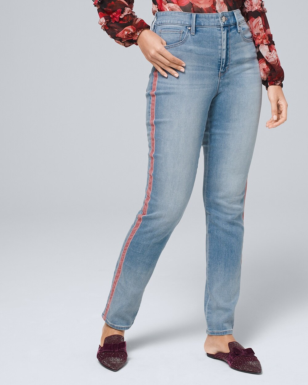 Curvy-Fit High-Rise Everyday Soft Denim\u2122 Slim Ankle Jeans With Piping Detail