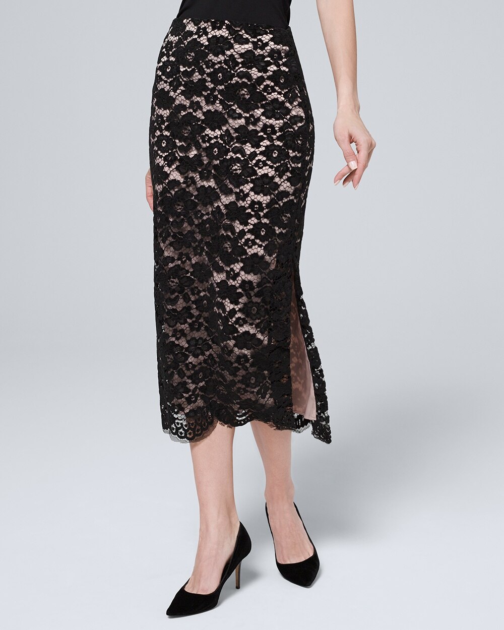 Chenille Lace Midi Skirt - White House Black Market