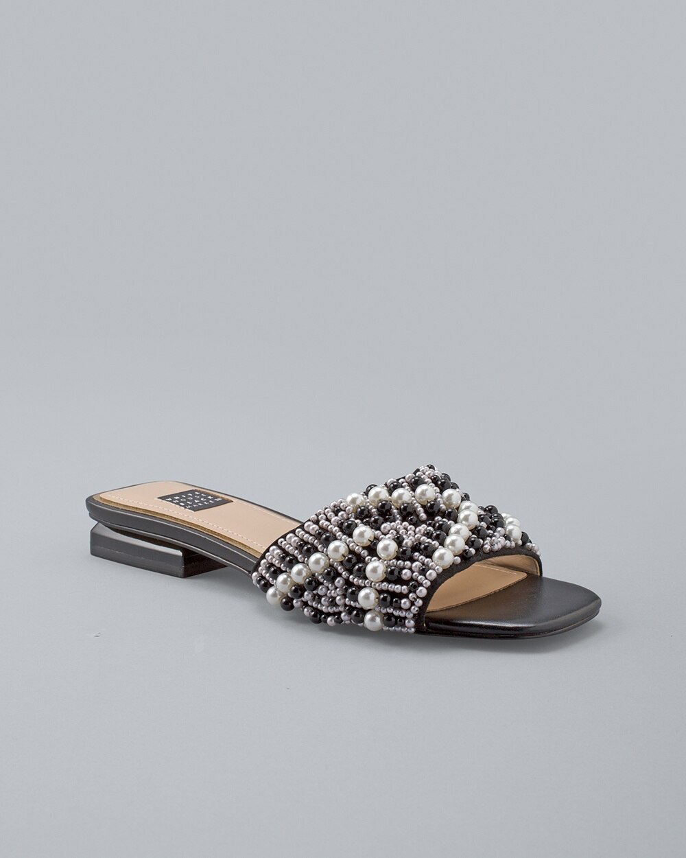 Faux-Pearl Beaded Slide Sandals - White House Black Market