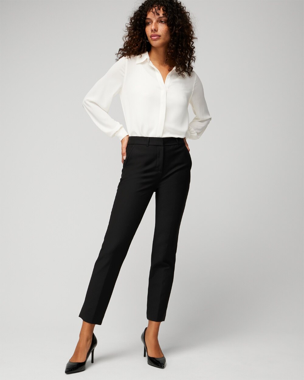 WHBM\u00AE Elle Slim Ankle Comfort Stretch Pant video preview image, click to start video