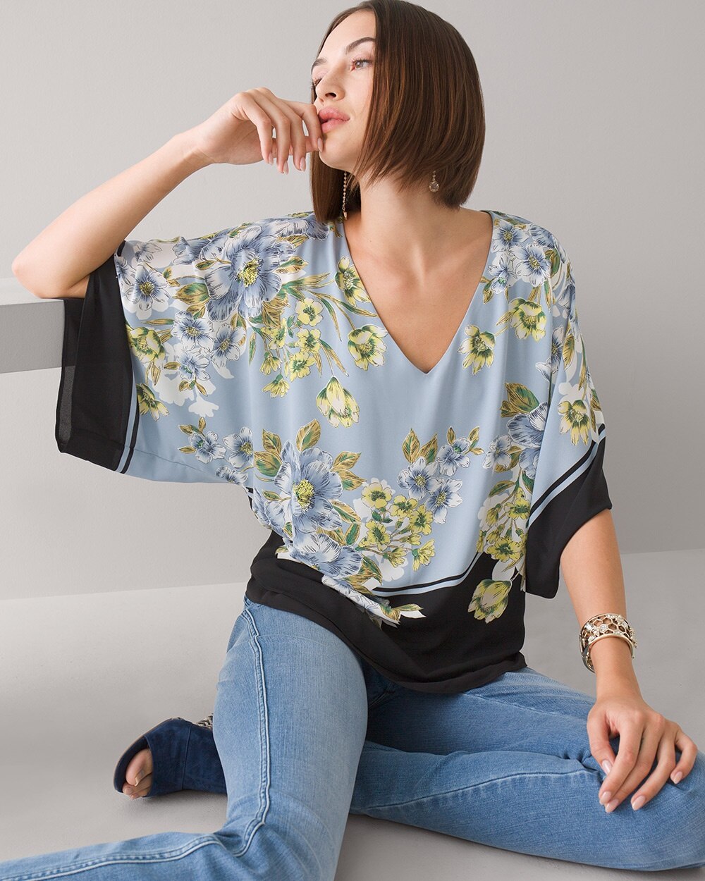 Kimono Shirt Floral Wrap Around Top Blouse Free Size 8 To 16 Designer