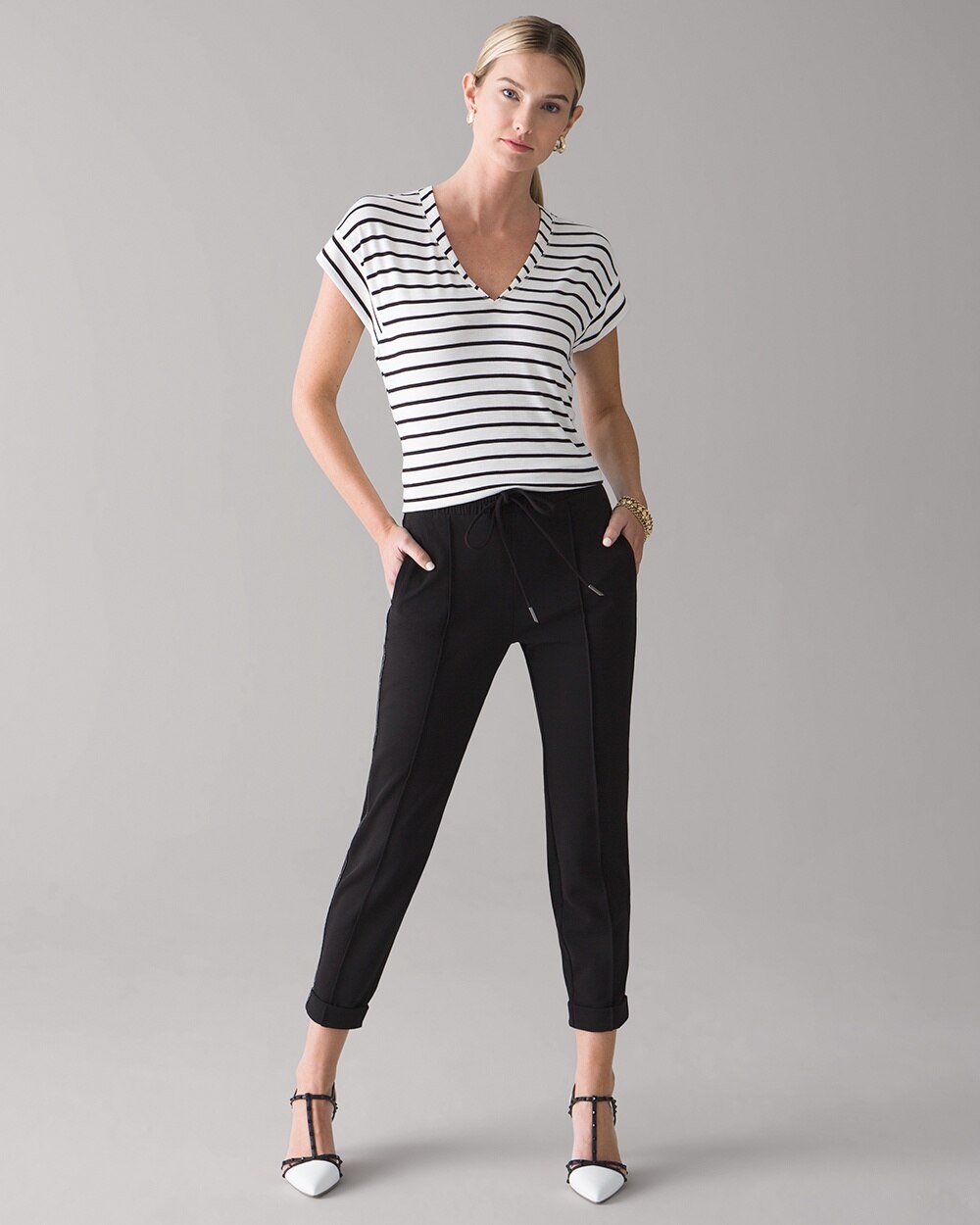 High-Rise Stretch Crepe Ankle Pants