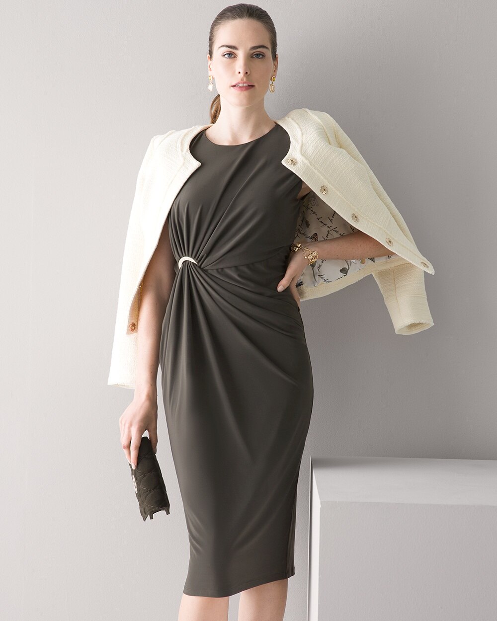 Matte Jersey Grommet Midi Dress video preview image, click to start video