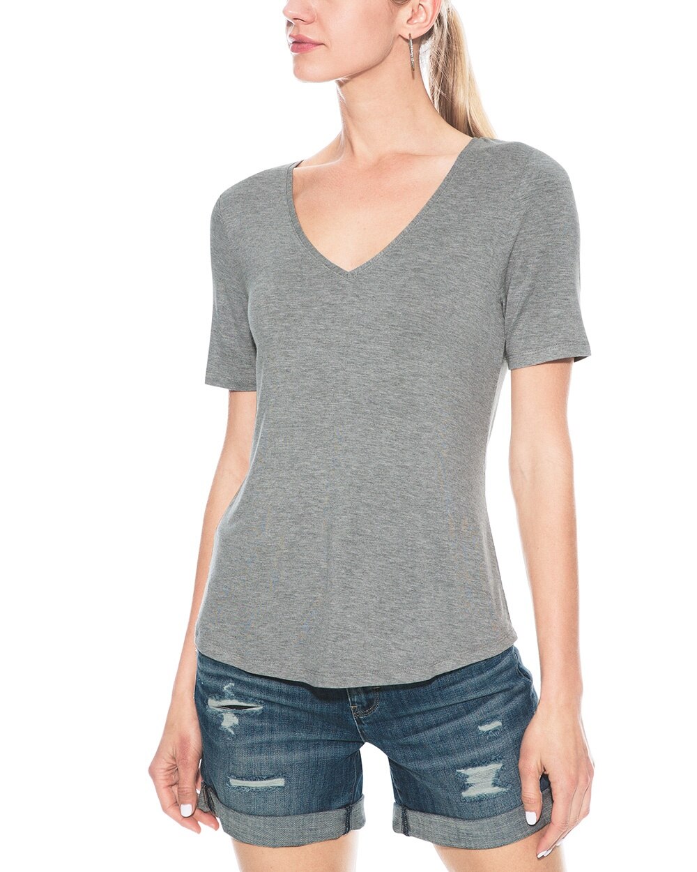 Outlet WHBM Gray V-Neck Foundation Tee