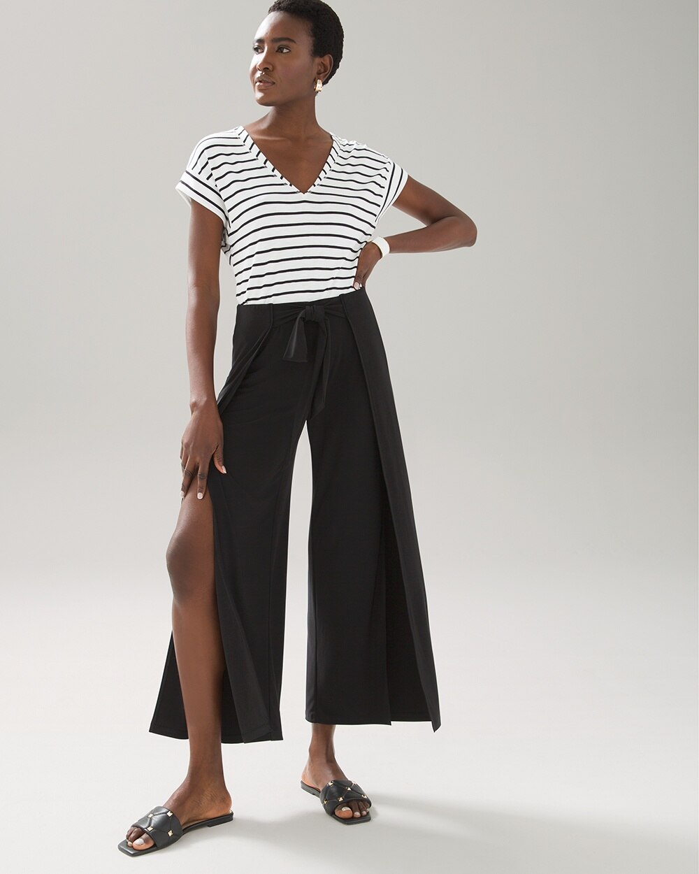 Wide Leg Wrap Waist Cropped Pant video preview image, click to start video